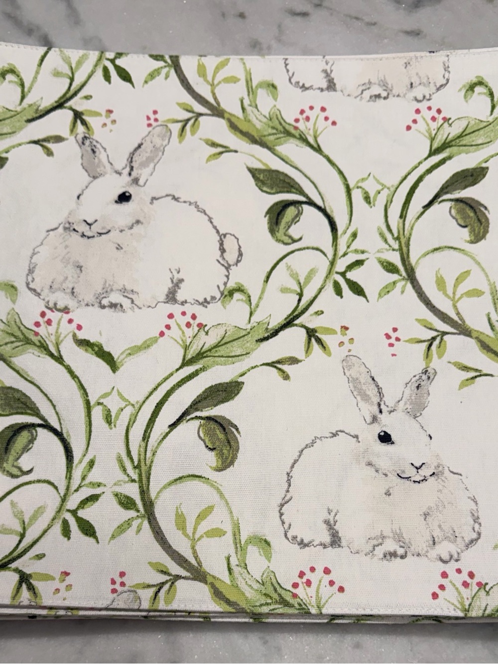 Spring Easter White Bunny Floral Print Placemats - Set of 4